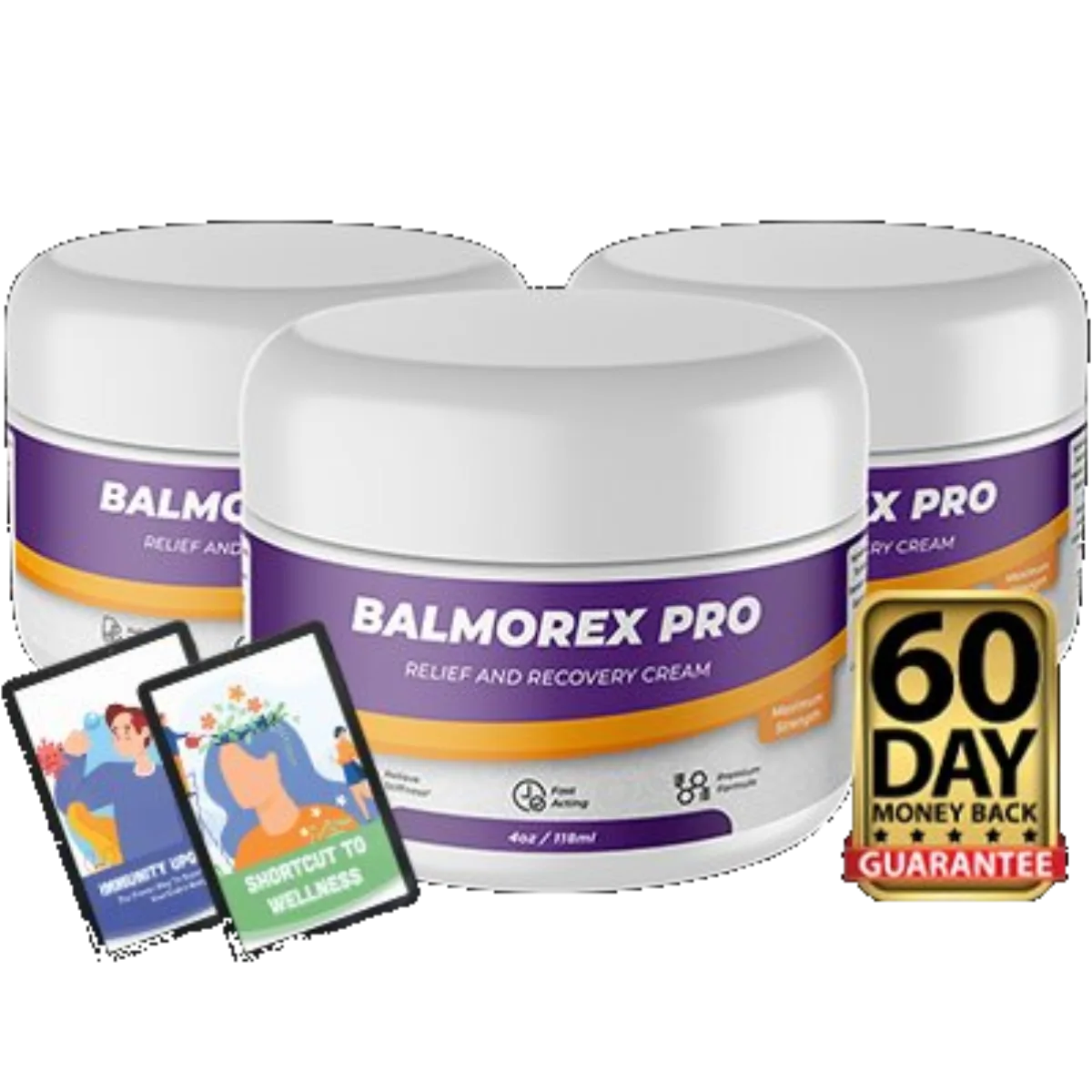 Balmorex Pro 3-jar bundle with bonus wellness guides and 60-day money-back guarantee