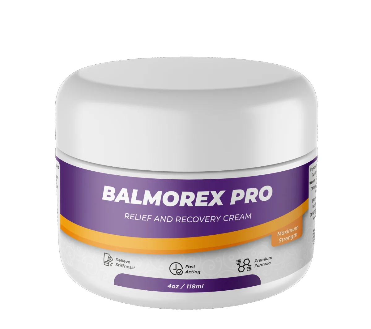 Balmorex Pro jar showing relief and recovery cream label