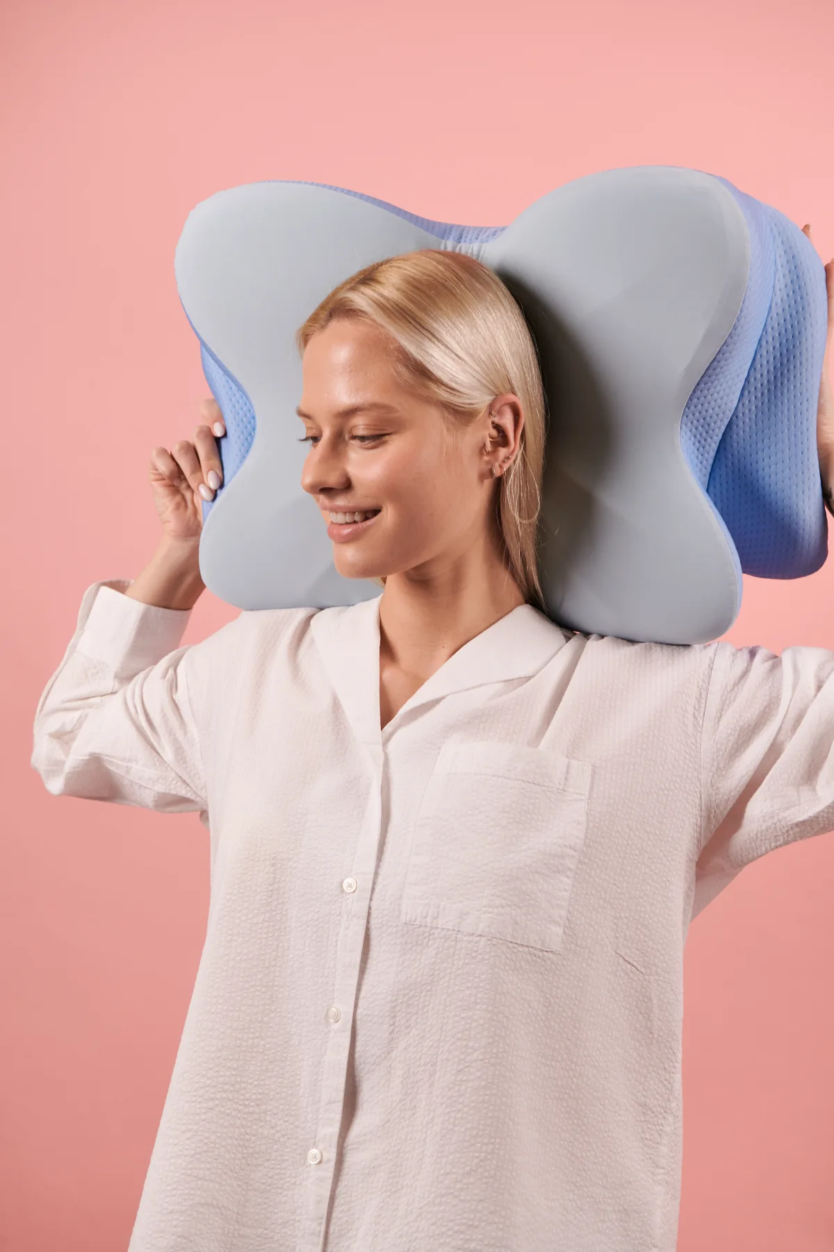 Derila Ergo pillow in professional studio setting showing full design