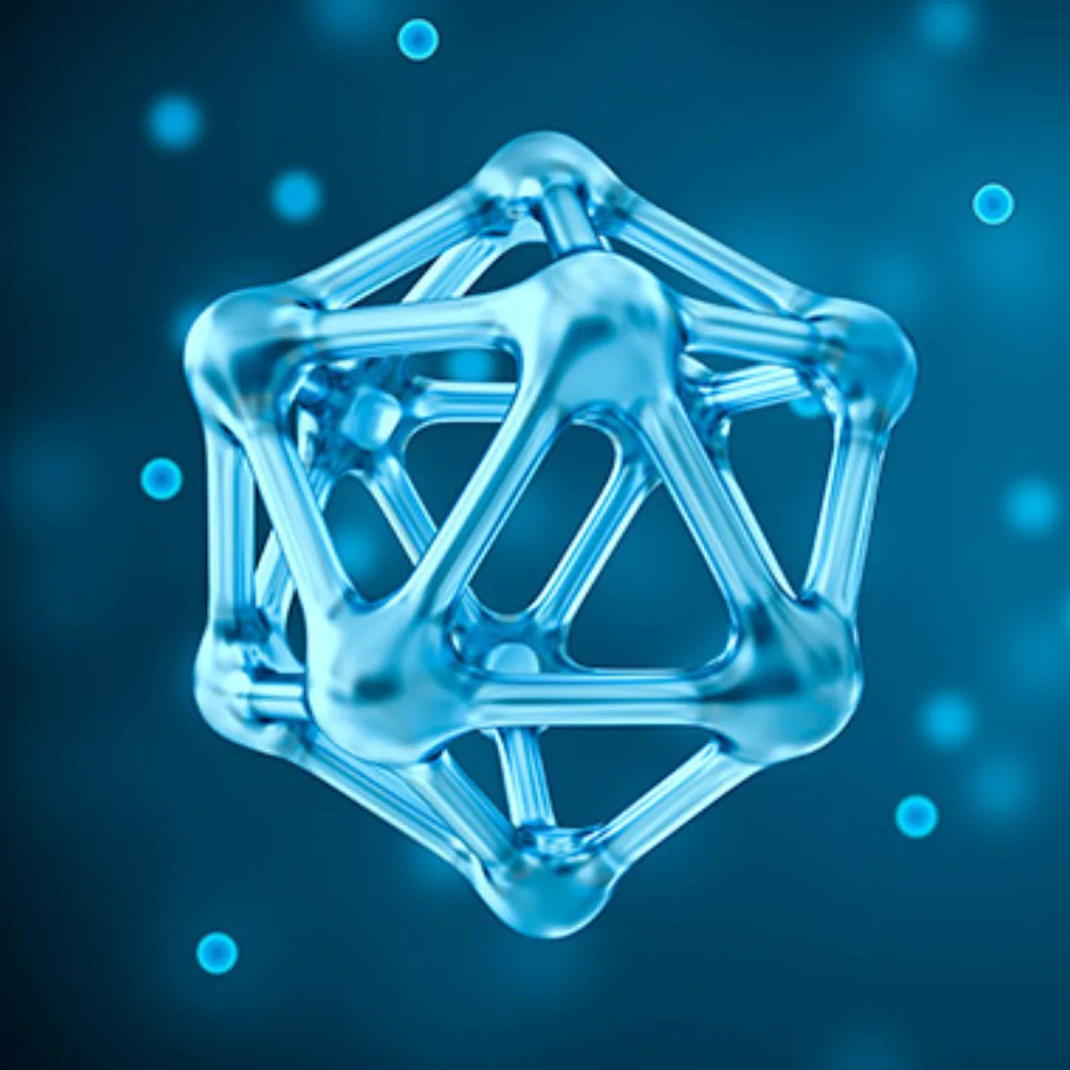 3D molecular structure illustration representing hyaluronan molecular complex