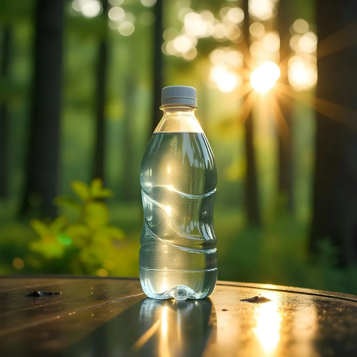 Bottle of water in a natural setting