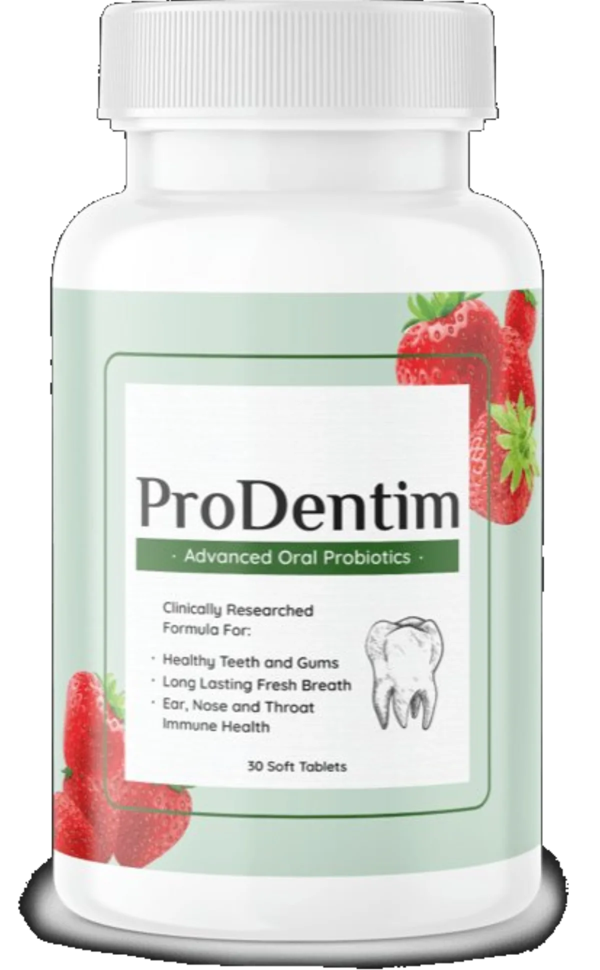 ProDentim bottle close-up showing Advanced Oral Probiotics label