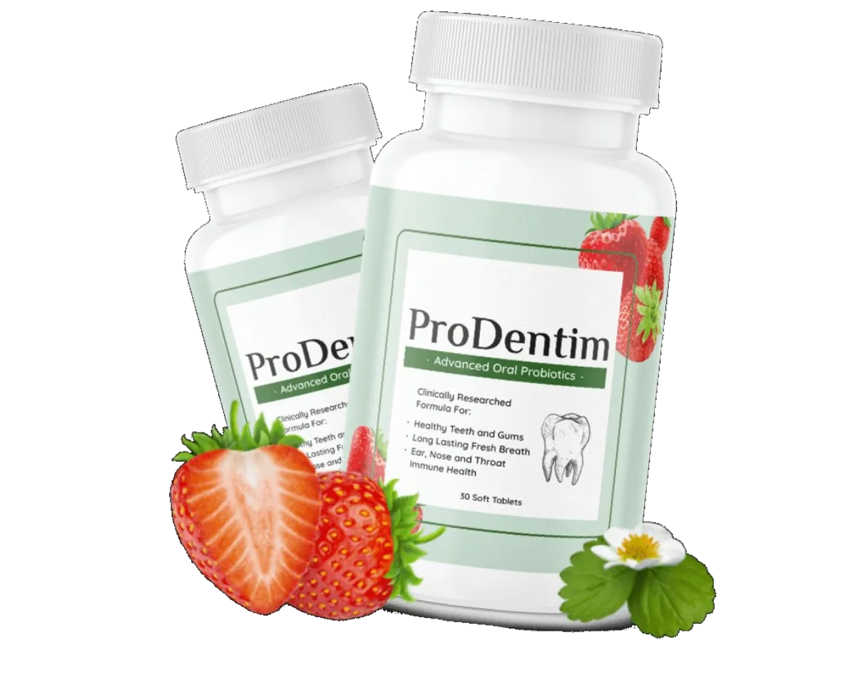 ProDentim two-bottle set with strawberry flavor